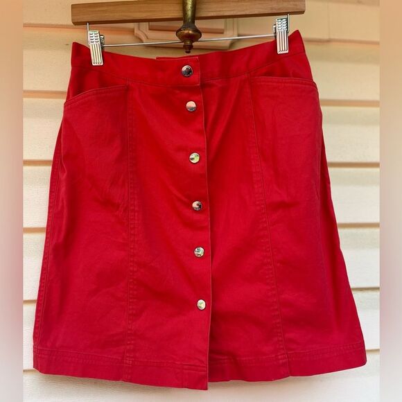 Jones new york signature burnt red mini skirt, front snaps closure, pockets, 12 - Picture 1 of 7